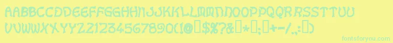 Voodoodollletters Font – Green Fonts on Yellow Background