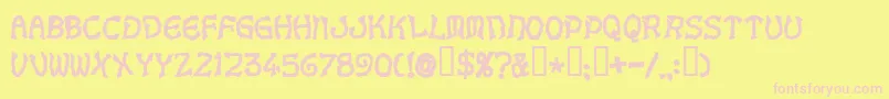 Voodoodollletters-Schriftart – Rosa Schriften auf gelbem Hintergrund