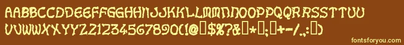 Voodoodollletters Font – Yellow Fonts on Brown Background