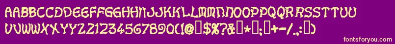 Voodoodollletters-Schriftart – Gelbe Schriften auf violettem Hintergrund