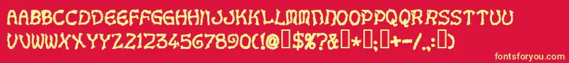 Voodoodollletters Font – Yellow Fonts on Red Background