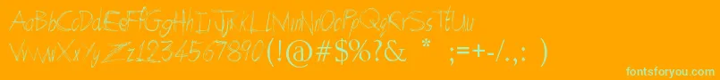 ArcadeBook-Schriftart – Grüne Schriften auf orangefarbenem Hintergrund