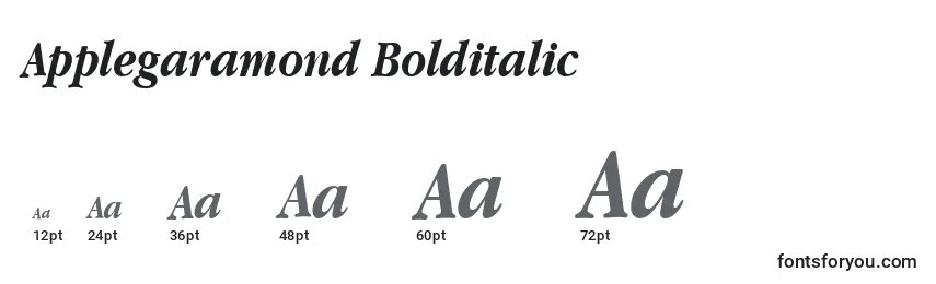 Applegaramond Bolditalic-fontin koot