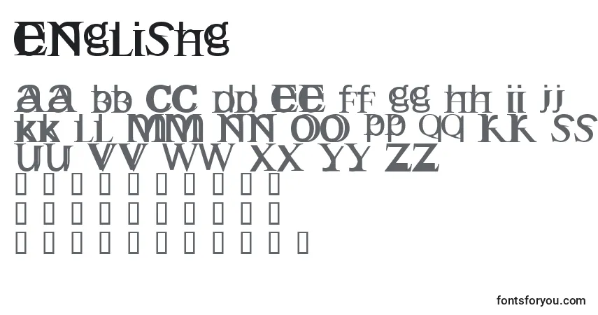 Fuente Englishg - alfabeto, números, caracteres especiales