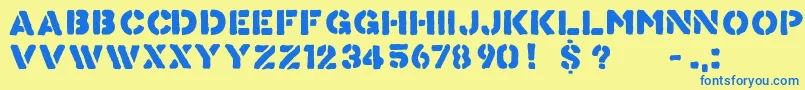 KnowYourProduct Font – Blue Fonts on Yellow Background