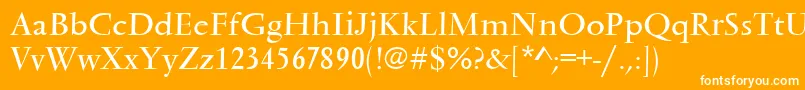Vendomet-Schriftart – Weiße Schriften auf orangefarbenem Hintergrund