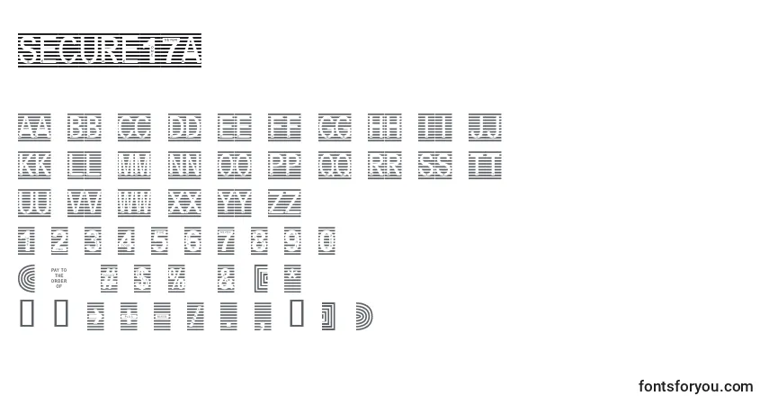 A fonte Secure17a – alfabeto, números, caracteres especiais