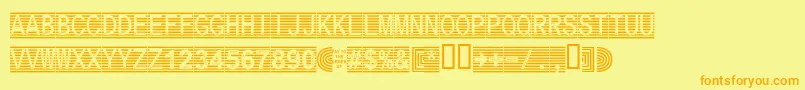 Secure17a-Schriftart – Orangefarbene Schriften auf gelbem Hintergrund