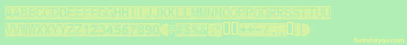 フォントSecure17a – 黄色の文字が緑の背景にあります