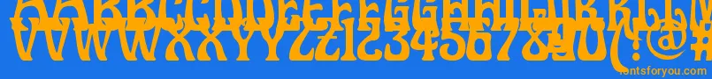 フォントDoctorfibesdel – オレンジ色の文字が青い背景にあります。