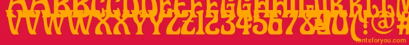 フォントDoctorfibesdel – 赤い背景にオレンジの文字