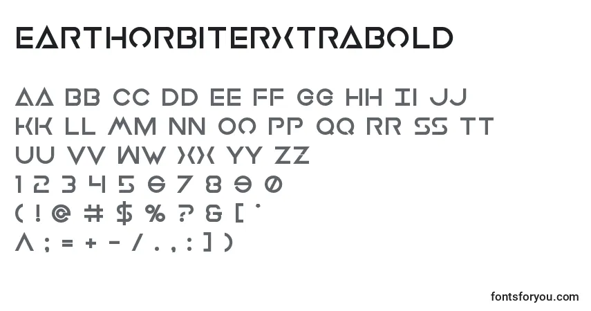 Czcionka Earthorbiterxtrabold – alfabet, cyfry, specjalne znaki