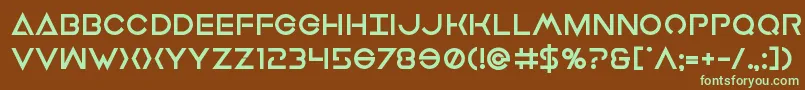 フォントEarthorbiterxtrabold – 緑色の文字が茶色の背景にあります。