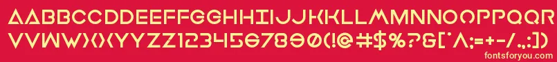 Earthorbiterxtrabold-Schriftart – Gelbe Schriften auf rotem Hintergrund