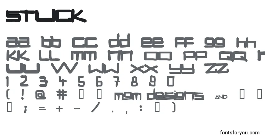 Schriftart Stuck – Alphabet, Zahlen, spezielle Symbole