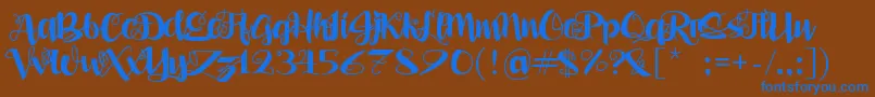 AleaMaeSv Font – Blue Fonts on Brown Background