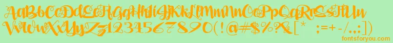 AleaMaeSv Font – Orange Fonts on Green Background