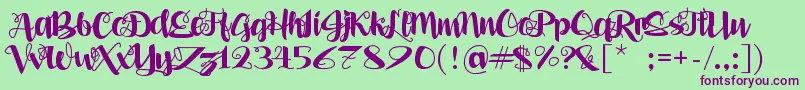 AleaMaeSv Font – Purple Fonts on Green Background
