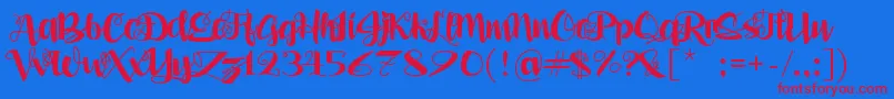 AleaMaeSv Font – Red Fonts on Blue Background