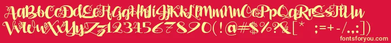 AleaMaeSv Font – Yellow Fonts on Red Background