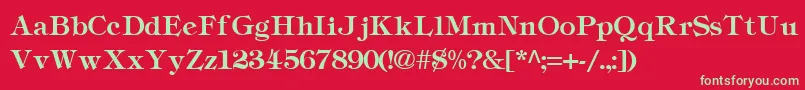 フォントTiffanyLight – 赤い背景に緑の文字