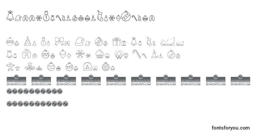Schriftart HelloChristmasIconTrial – Alphabet, Zahlen, spezielle Symbole