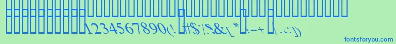 BoldItalicArt-fontti – siniset fontit vihreällä taustalla