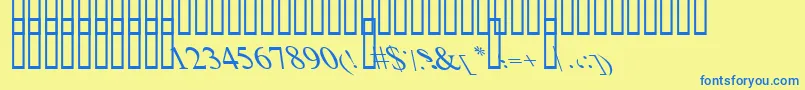 フォントBoldItalicArt – 青い文字が黄色の背景にあります。