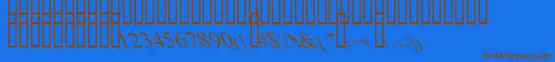 フォントBoldItalicArt – 茶色の文字が青い背景にあります。