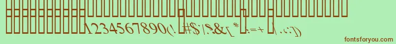 BoldItalicArt-fontti – ruskeat fontit vihreällä taustalla