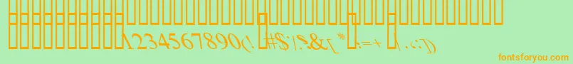 BoldItalicArt-fontti – oranssit fontit vihreällä taustalla