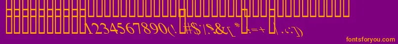 BoldItalicArt-fontti – oranssit fontit violetilla taustalla