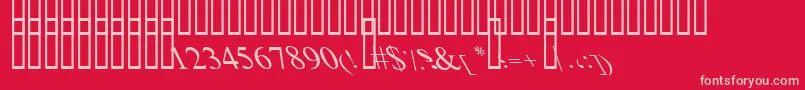 BoldItalicArt-fontti – vaaleanpunaiset fontit punaisella taustalla