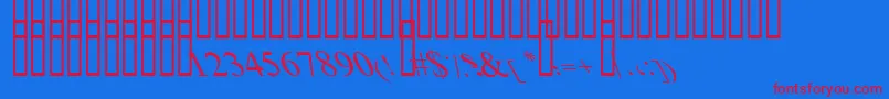 BoldItalicArt-Schriftart – Rote Schriften auf blauem Hintergrund