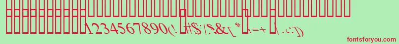 BoldItalicArt-fontti – punaiset fontit vihreällä taustalla