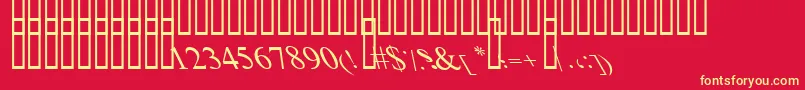 BoldItalicArt-fontti – keltaiset fontit punaisella taustalla