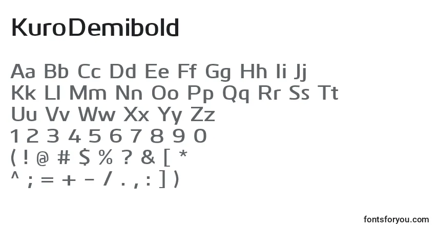 Шрифт KuroDemibold – алфавит, цифры, специальные символы