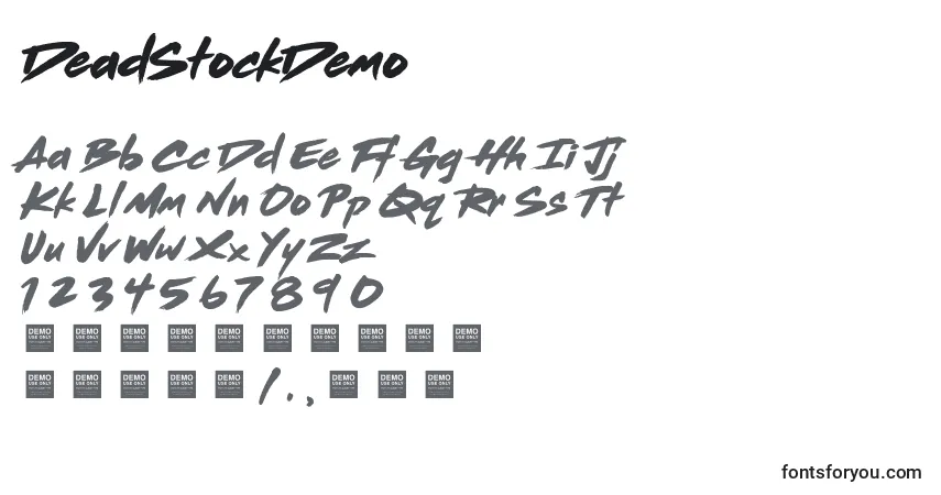 Czcionka DeadStockDemo – alfabet, cyfry, specjalne znaki