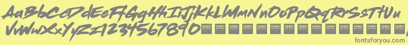 DeadStockDemo-fontti – harmaat kirjasimet keltaisella taustalla