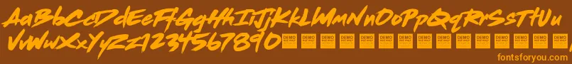 DeadStockDemo-fontti – oranssit fontit ruskealla taustalla