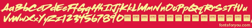 DeadStockDemo Font – Yellow Fonts on Red Background