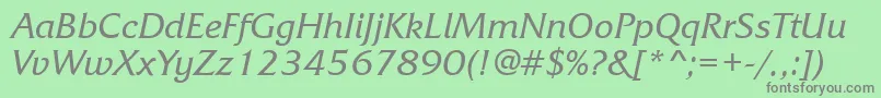 フォントFrizquadratagttItalic – 緑の背景に灰色の文字