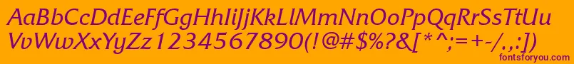 FrizquadratagttItalic Font – Purple Fonts on Orange Background