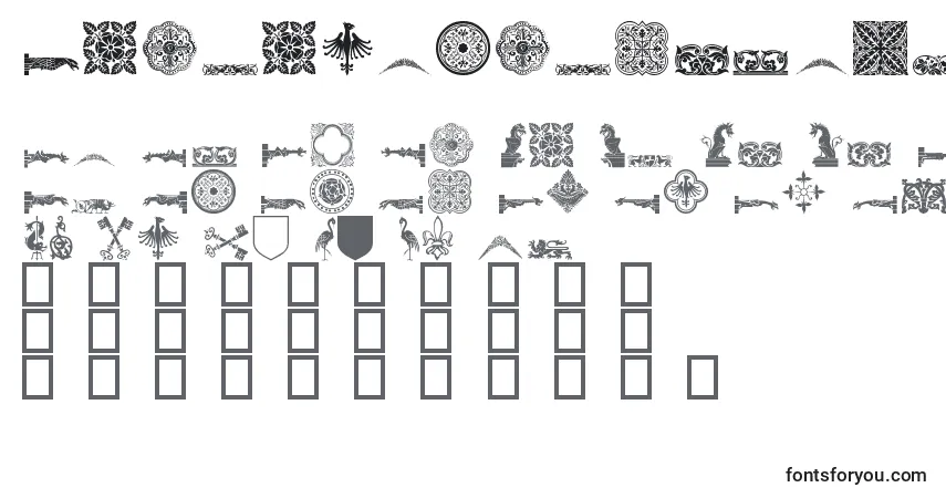 Schriftart Medievaldingbats – Alphabet, Zahlen, spezielle Symbole