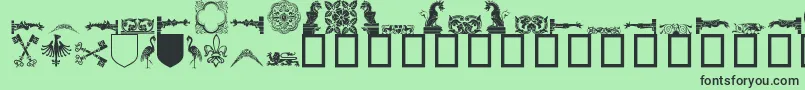 Medievaldingbats-Schriftart – Schwarze Schriften auf grünem Hintergrund