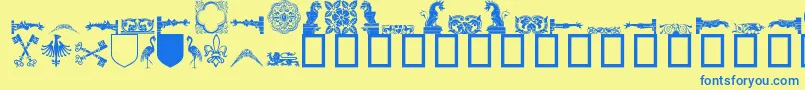 Medievaldingbats-Schriftart – Blaue Schriften auf gelbem Hintergrund