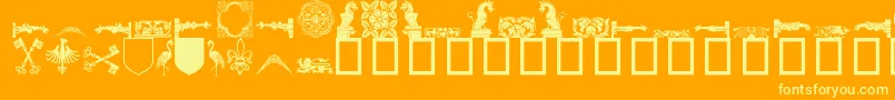 Medieval ffy-Schriftart – Gelbe Schriften auf orangefarbenem Hintergrund
