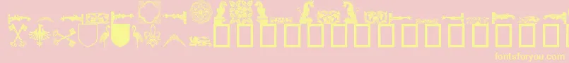 Medieval ffy-Schriftart – Gelbe Schriften auf rosa Hintergrund