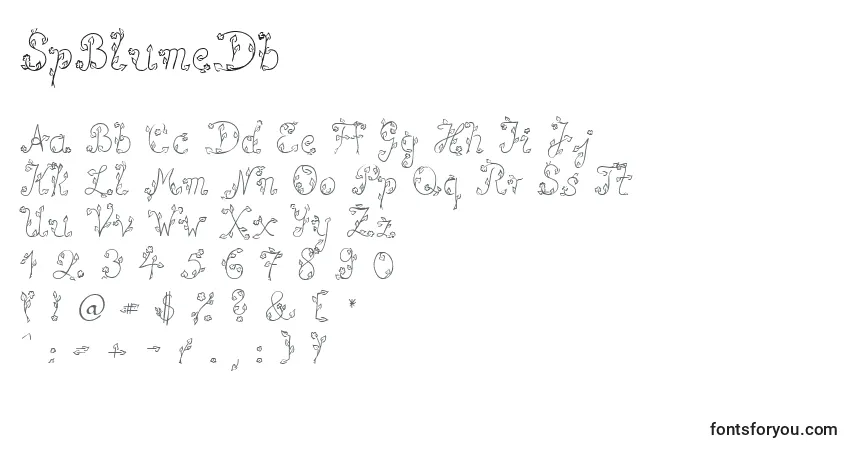 A fonte SpBlumeDb – alfabeto, números, caracteres especiais