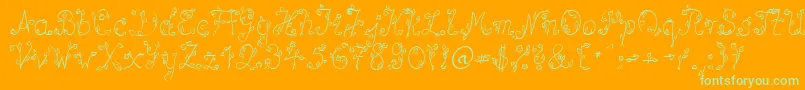 Fonte SpBlumeDb – fontes verdes em um fundo laranja